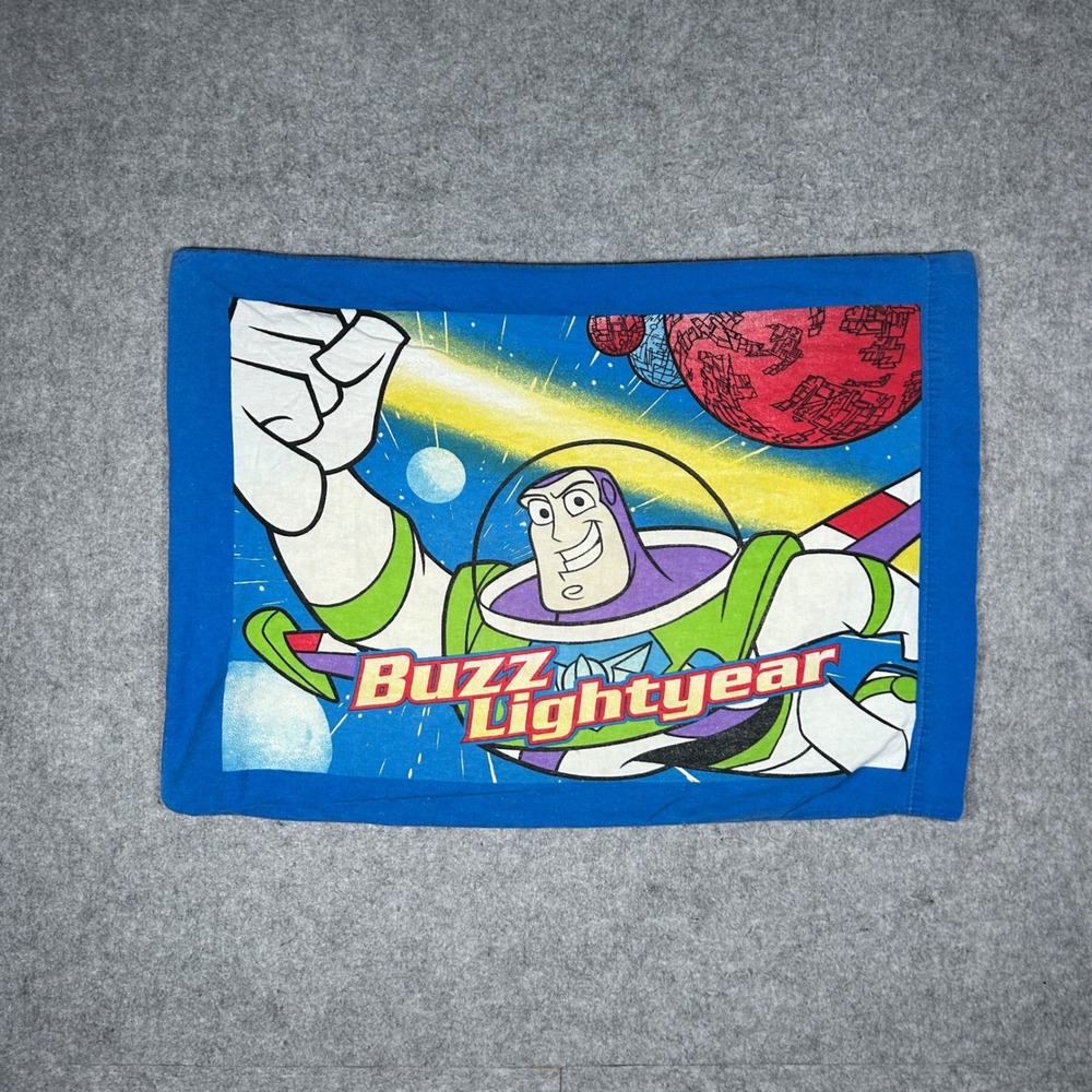 Disney Toy Story Buzz Lightyear Pillowcase Kids OS Blue Vintage Graphic Bedding
